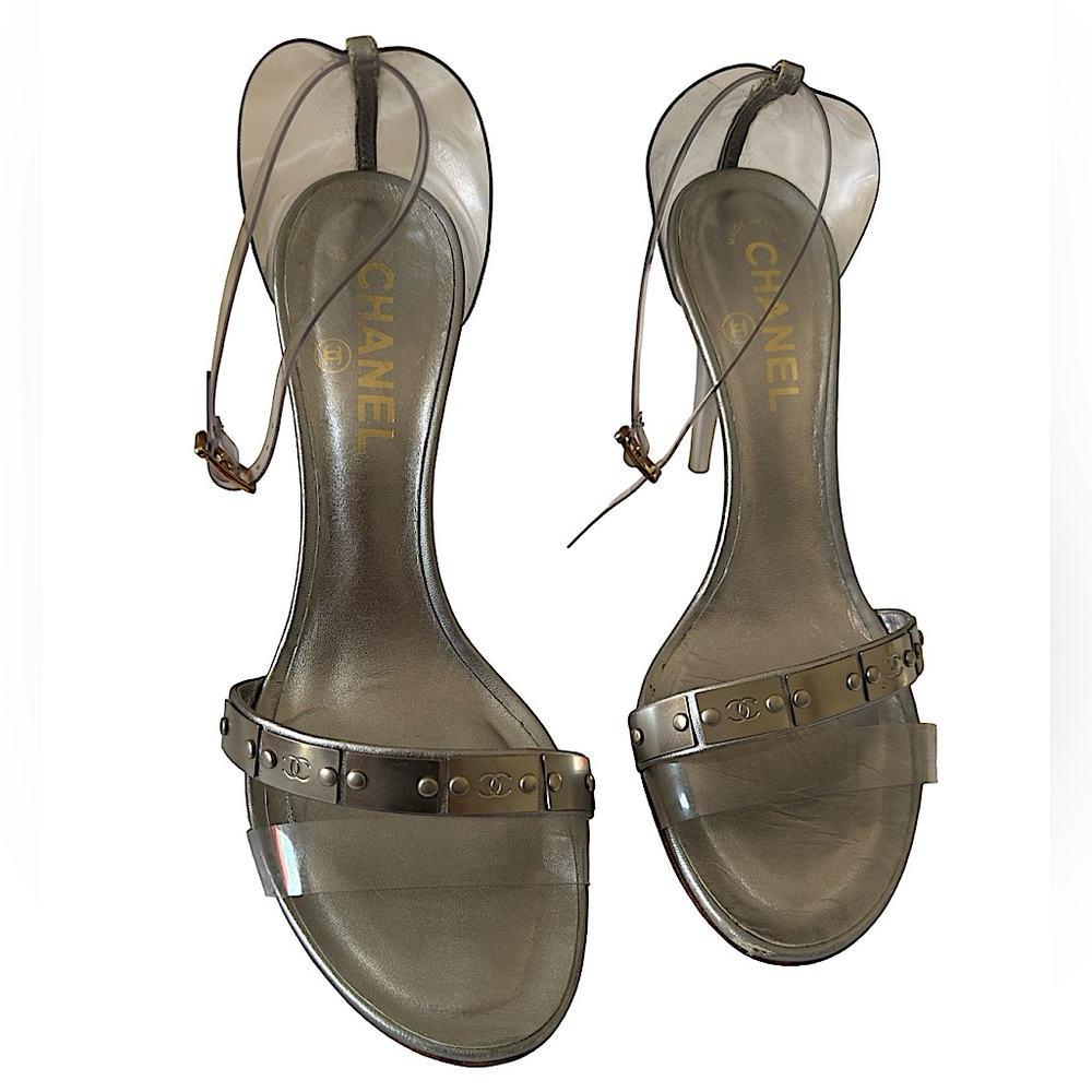 Chanel Silver leather and PVC Heels Sz. 39.5